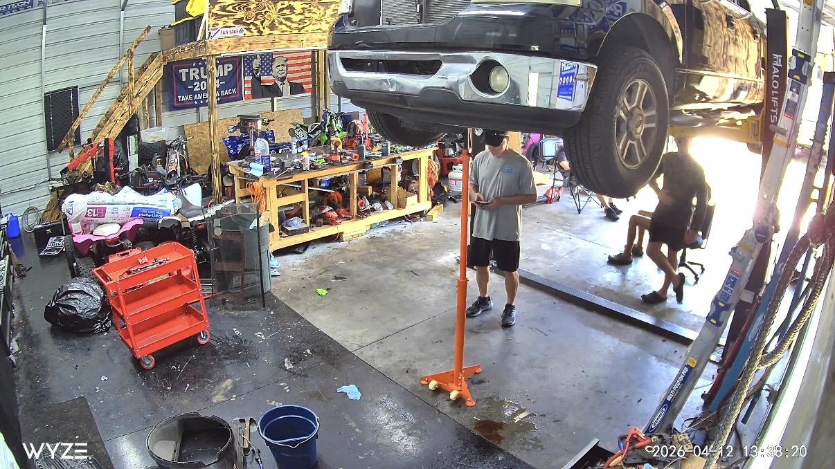 Truck repair on lift