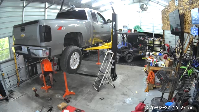 Truck on vehicle lift